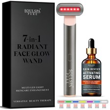 7 in 1 LED Light Wand for Face, Neck  Eye   Silver with Activating Serum