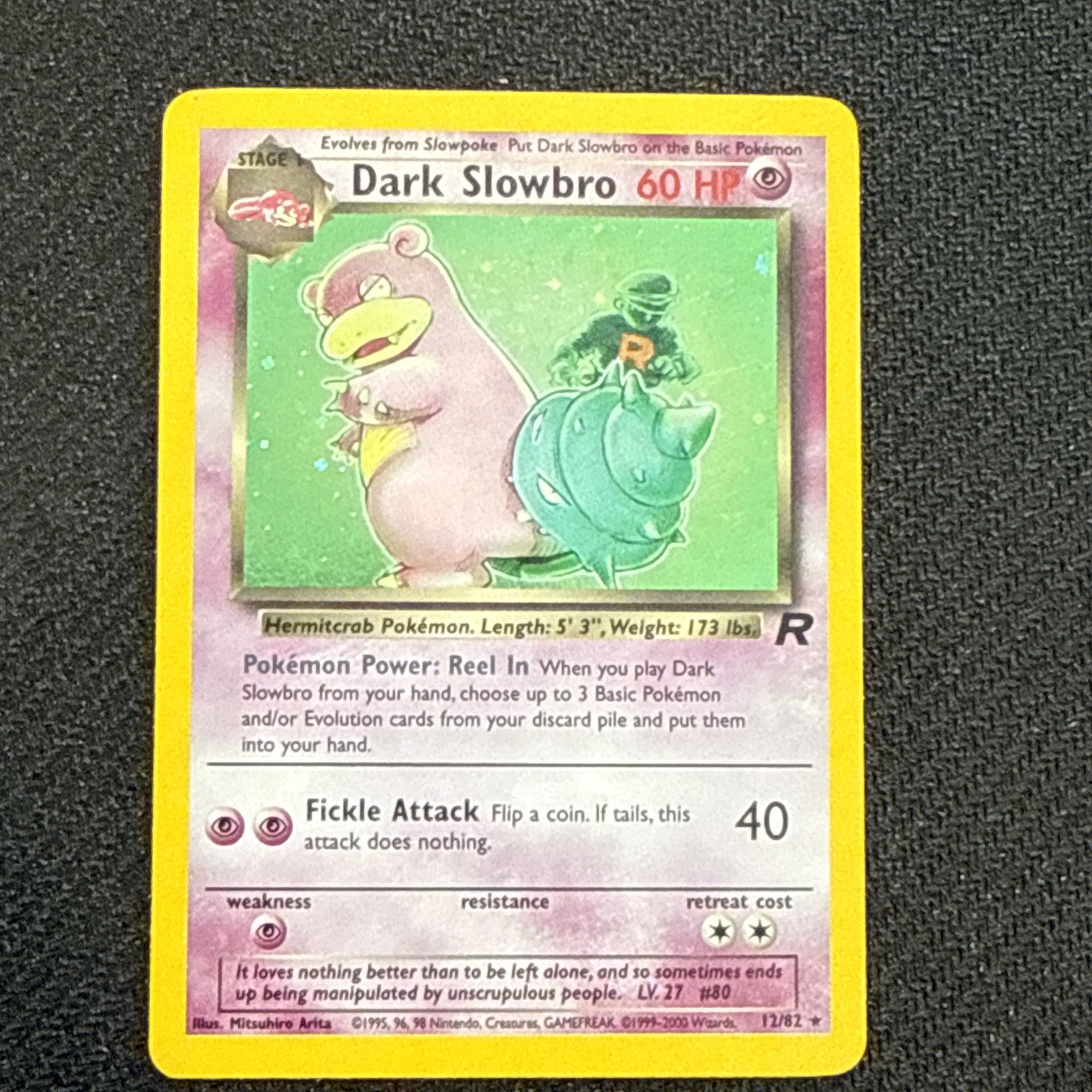 Dark Slowbro 12/82 Team Rocket Set Holo Rare Pokemon Card Nintendo TCG WOTC NM