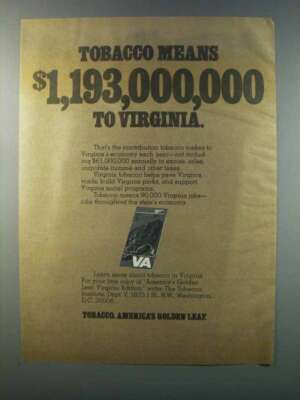 tobacco institute 1981 The Tobacco Institute Ad - $1,193,000,000 Virginia