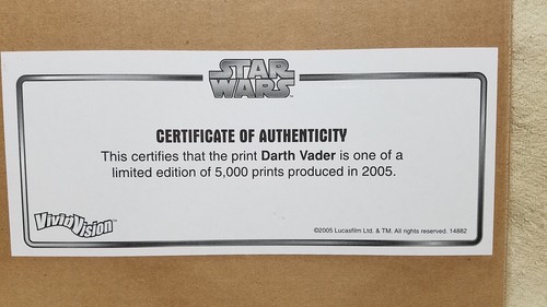 PÓSTER DE COLECCIONISTA DE PELÍCULAS STAR WARS 3D DARTH VADER SITH 10""x8"" VIVID VISION CERTIFICADO DE AUTENTICIDAD - Imagen 11 de 12