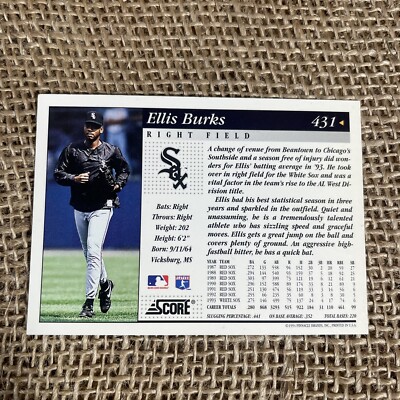 Ellis Burks '94 Chicago White Sox Right Field Score Baseball