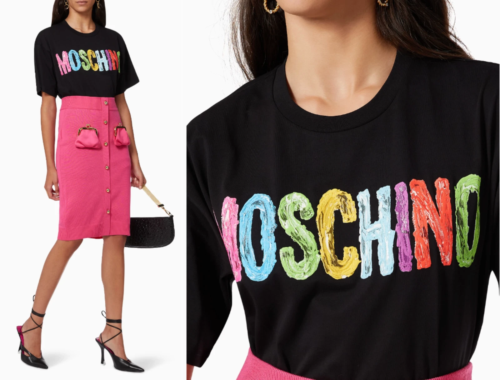 Moschino Couture 3D Logo Paint-Effect T-Shirt Top Oversize Unisex Tee M