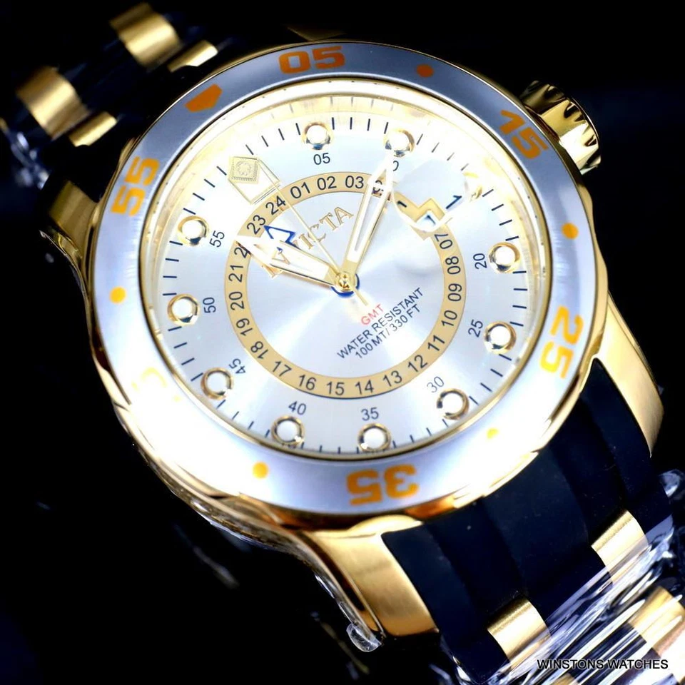 Часы Invicta Pro Diver Scuba GMT серебристый циферблат 18 карат позолота 49 мм новые - Изображение 4 из 4