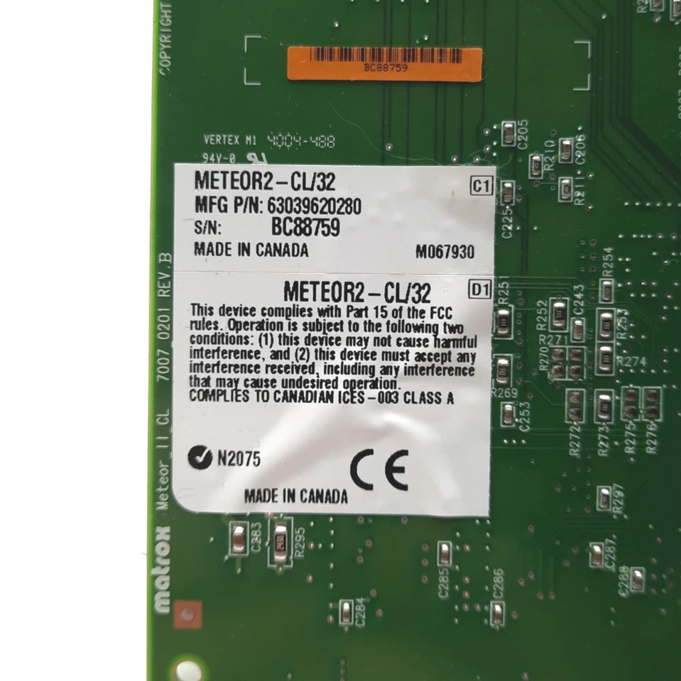 Matrox METEOR2-CL/32 Frame Grabber Card PCI 50MHz 2x Camera Link w/I/O Expansion - Image 2 of 4