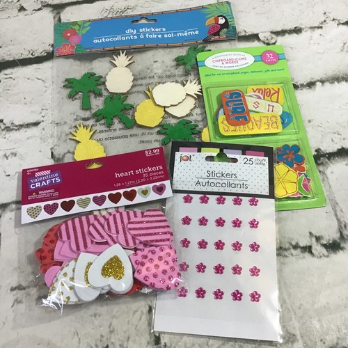 Scrapbooking Embellishments Craft Lot Diecut Hearts Jewel Flowers Pineapples