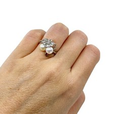 Grape Vintage Saltwater Akoya Cultured Pearl Sterling Silver Ring 6.25 Japan