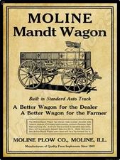 1919 Moline Plow Co. New Metal Sign: Moline Mandt Wagon - Moline, Illinois
