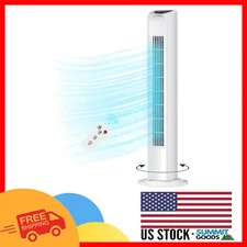 30" White Oscillating Bladeless Tower Fan - Safe Multi-Speed Cooling Solution