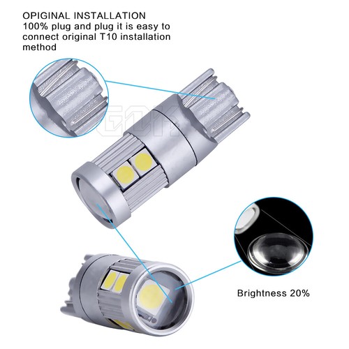 501 LED SIDE LIGHT BULB 2 x NO ERROR FREE CANBUS W5W T10 501 9 SMD - Pure White - Picture 5 of 12