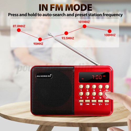 Digital Radio Tragbares FM Radio MP3 Lautsprecher Player mit Batterie USB Kabel - Bild 3 von 17