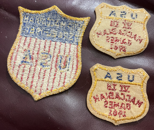 3 toppe souvenir vintage USA giochi Maccabiah distintivi scudi Israele 1961 - Foto 2 di 2