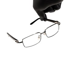 Silver Frame Eye Glasses Black Arm Rectangle Hip Hop Clear Lens Pilot Glasses