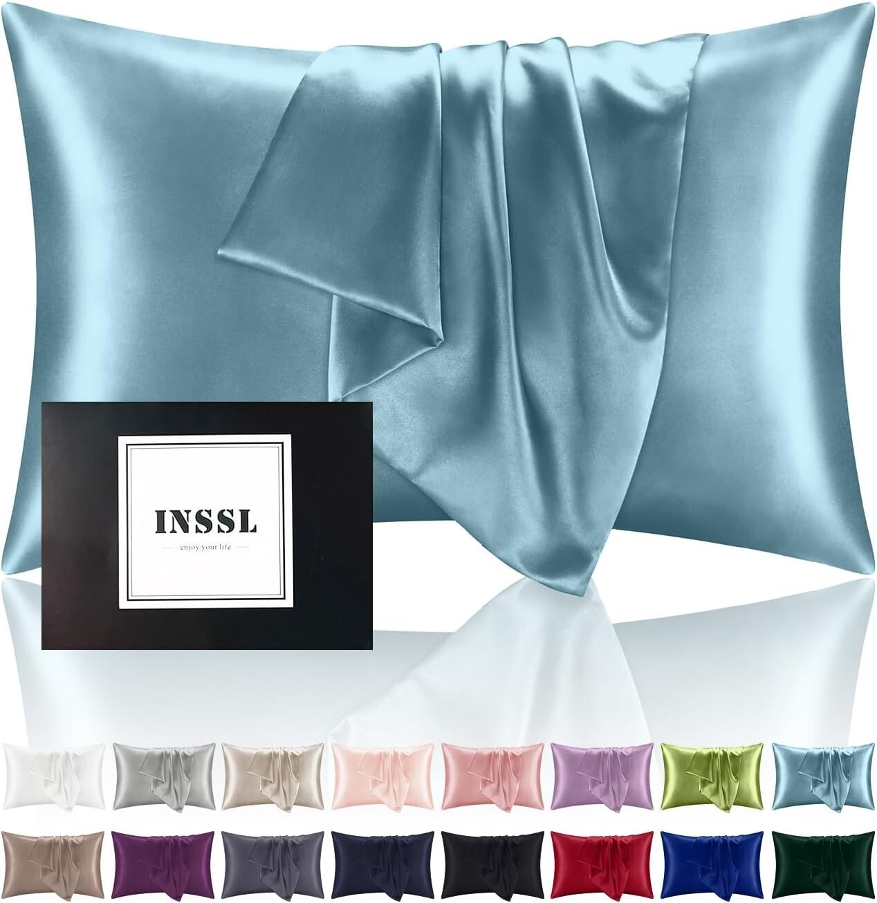 INSSL Silk Pillowcase For Women, Mulberry Silk Pillowcase For Hair And Skin And-image
