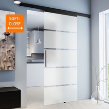 Wunschmaß Schiebetür schwarz Glas Glasschiebetür Softclose Blockstreifen Glastür