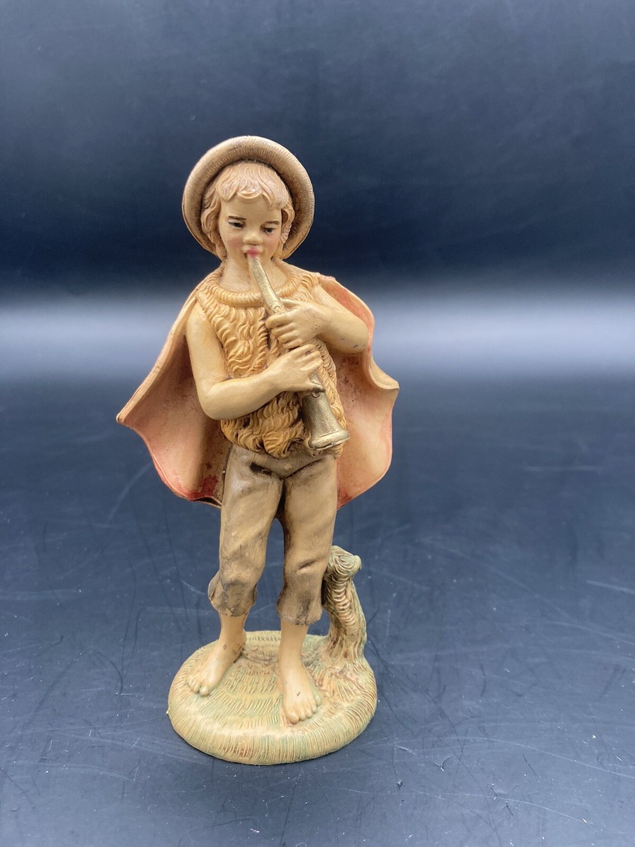 Vintage Fontanini Italy Figurine Young Boy Playing Instrument 5