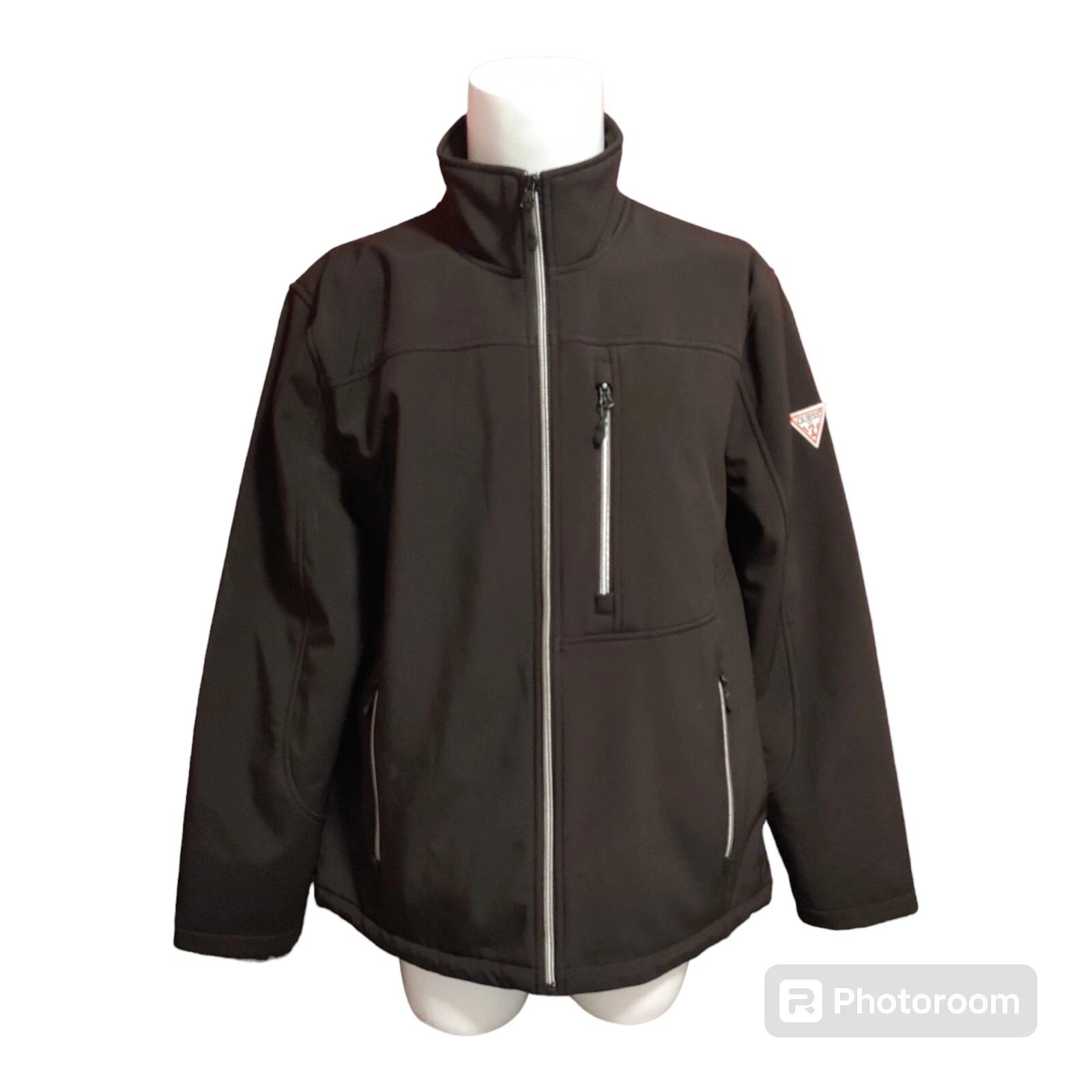 Guess Logo Black Windbreaker Mens Full Zip Jacket Size XL