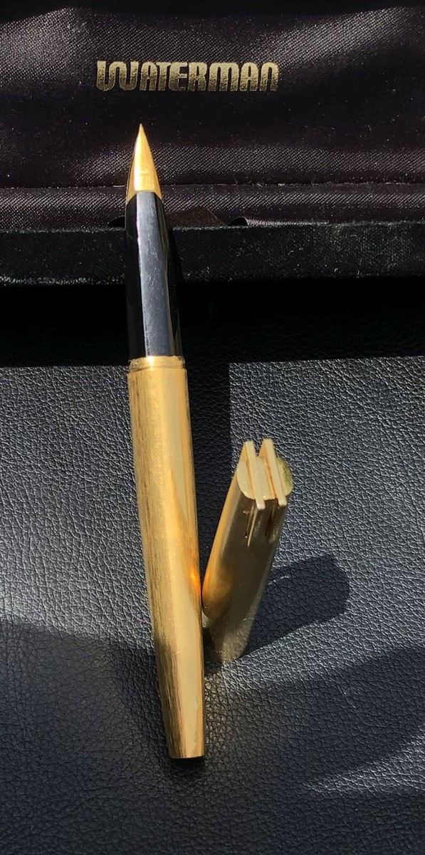 Stylo Plume Waterman Vintage Plaqué Or - Plume En Or 18K 750 - Avec écrin