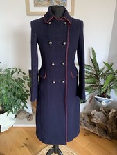 Stunning Hobbs Long Navy Blue Wool Maxi Military Coat - Size Xs Small 6 Jacket