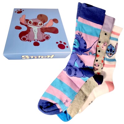Disney Stitch Socks Gift Box   3 Pairs UK 2, 5 7, 5 Lilo & Stitch Set