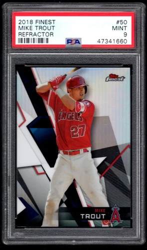 2018 TOPPS FINEST REFRACTOR #50 MIKE TROUT PSA 9