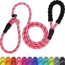 6ft Heavy Duty Dog Leash Training Rope Reflective Slip Leash with Padded Handle