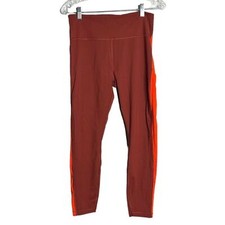 Athleta Pants Women Medium Ultimate 7/8 Tight Rust Orange Bright Mesh Athleisure