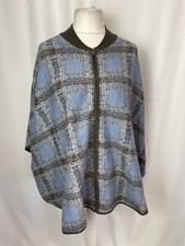 Max Studio Cardigan Relaxed Jacket Full Zip One Size Blue Knit Stretch L259