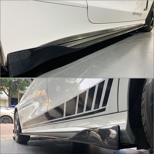 83" Universal Carbon Fiber Side Skirt Extensions Rocker Panel Splitters Lips - Picture 5 of 12