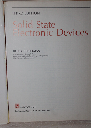 Solid State Electronic Devices 3rd Edition by Ben G. Streetman 1990 Hardback - 第 6/22 張圖片