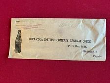 1940's, Coca-Cola, "Virginia" Large Bottling Company Envelope (Scarce / Vintage)