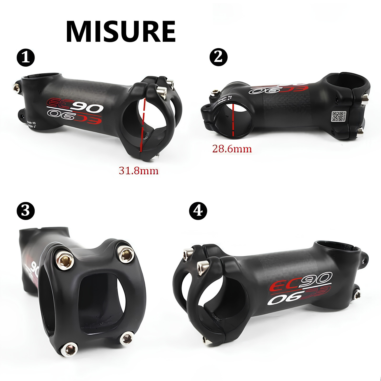 ATTACCO MANUBRIO IN CARBONIO & ALLUMINIO PIPA PER BICI DA CORSA XC MTB 60-120 mm foto 5