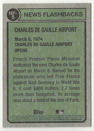 2023 Topps Heritage Charles de Gaulle Airport News Flashbacks NF-5 - Picture 2 of 2