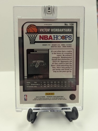 2023-24 NBA Hoops Premium Stock Victor Wembanyama #108 Blue Ice /99 RC READ - Picture 6 of 7