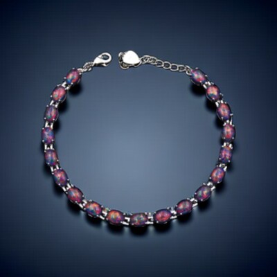 Hawaii Black Opal cute Bracelet 925 Sterling Sliver Jewelry For Women Girls