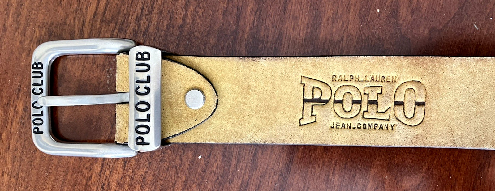 Vintage Polo Club Ralph Lauren Mens Leather Belt with Polo Club Buckle Sz 34-40"