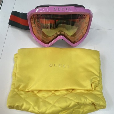 Gucci GG1210S Pink Mirrored Shield Ski Goggles Adjustable Oversized Unisex