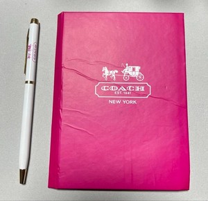 Coach Pink Notepad And White Ballpoint Pen Set Stylish Retro USED K