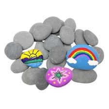 16 Pcs Painting Rocks Flat Kindness Rocks for DIY Arts Crafts Decorations