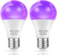 LED UV Black Light Bulb for Halloween Decoration,12W A19 UV Blacklight,100W Equi