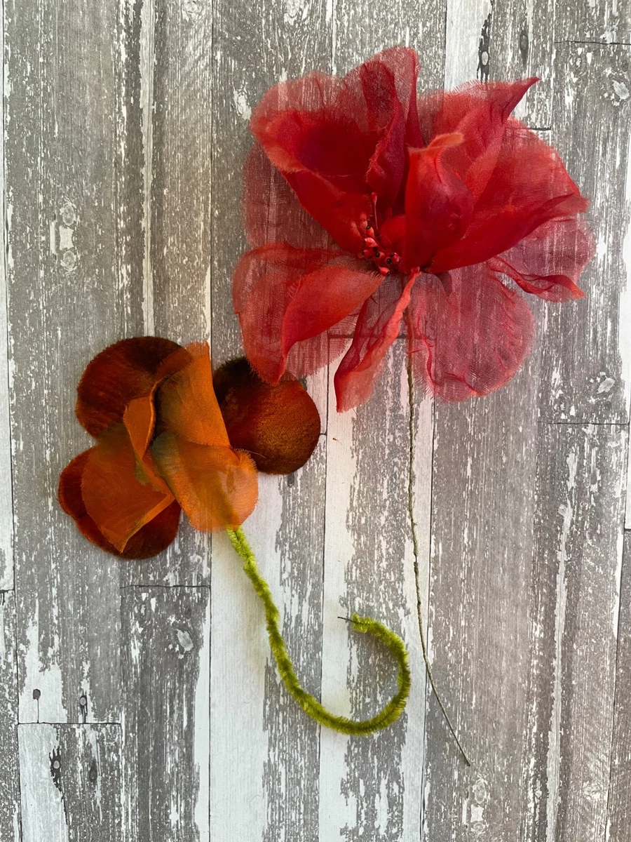 Vintage Womens 1950\'s Hat Orange Flowers Velvet Ribbon Netting Hat Womens Vintage 1950 main image 3