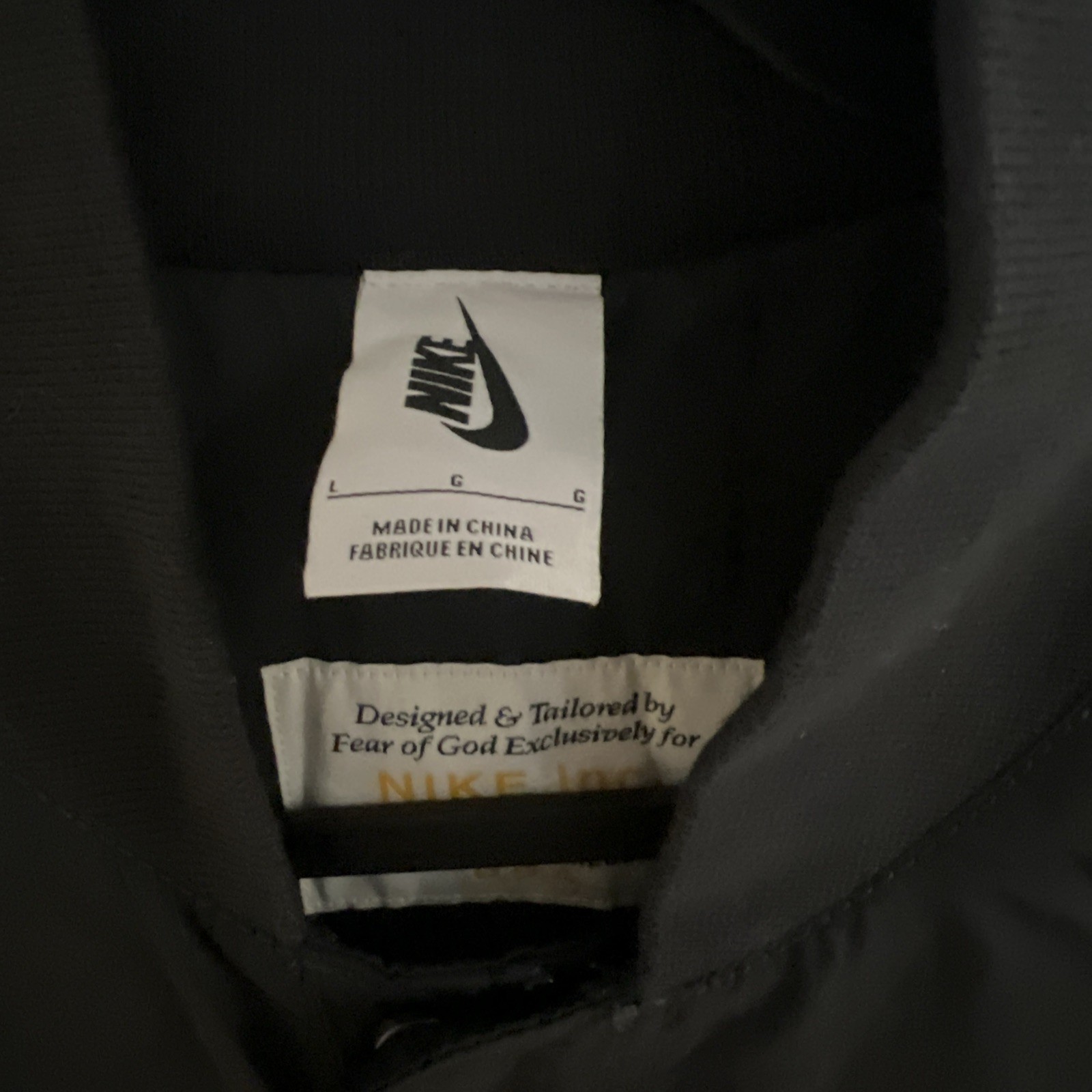 Nike x Fear Of God NBA Warm Up Top Jacket Off Noir Men Size L thumbnail 3