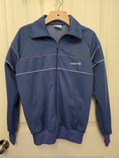 Vintage 80s Adidas Trefoil Mens Blue Retro Full Zip Track Jacket Size Medium