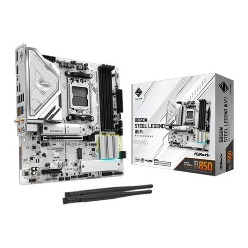 ASRock B850M Steel Legend, AMD B850, AM5, DDR5, PCIe 5.0, 3x M.2, 2.5G LAN, WiFi