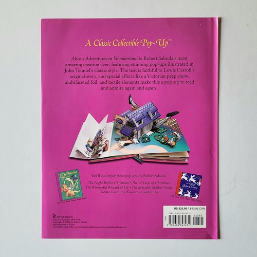Robert Sabuda Alice In Wonderland Pop Up Book 2003 NEW Condition, Lewis Carroll - Picture 13 of 13