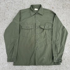 US Military Shirt Mens 15.5x35 Green OG 507 Utility Durable Press 1978 Vintage