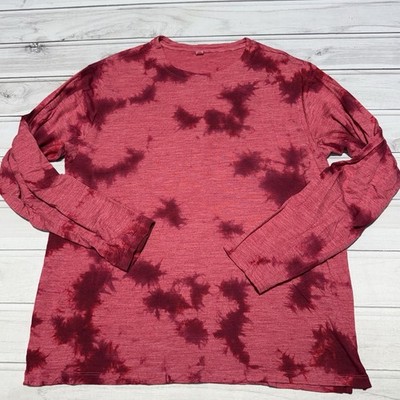Lululemon Lab Shirt Mens XXL Red Wool Blend Tie Dye M3DA9S Merino Blend LS