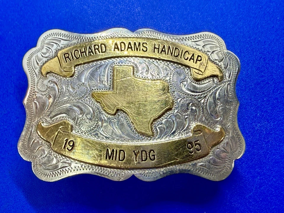 Richard Adams Handicap Texas Mapa MID YDG 1995 Trofeo Premio Hebilla de Cinturón por SSS Foto 2 de 4