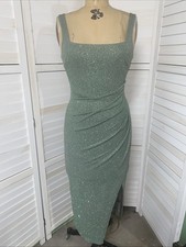 Windsor Sparkle Glitter Green Form Fitting Bodycon Prom Tank Dress Pencil Size M