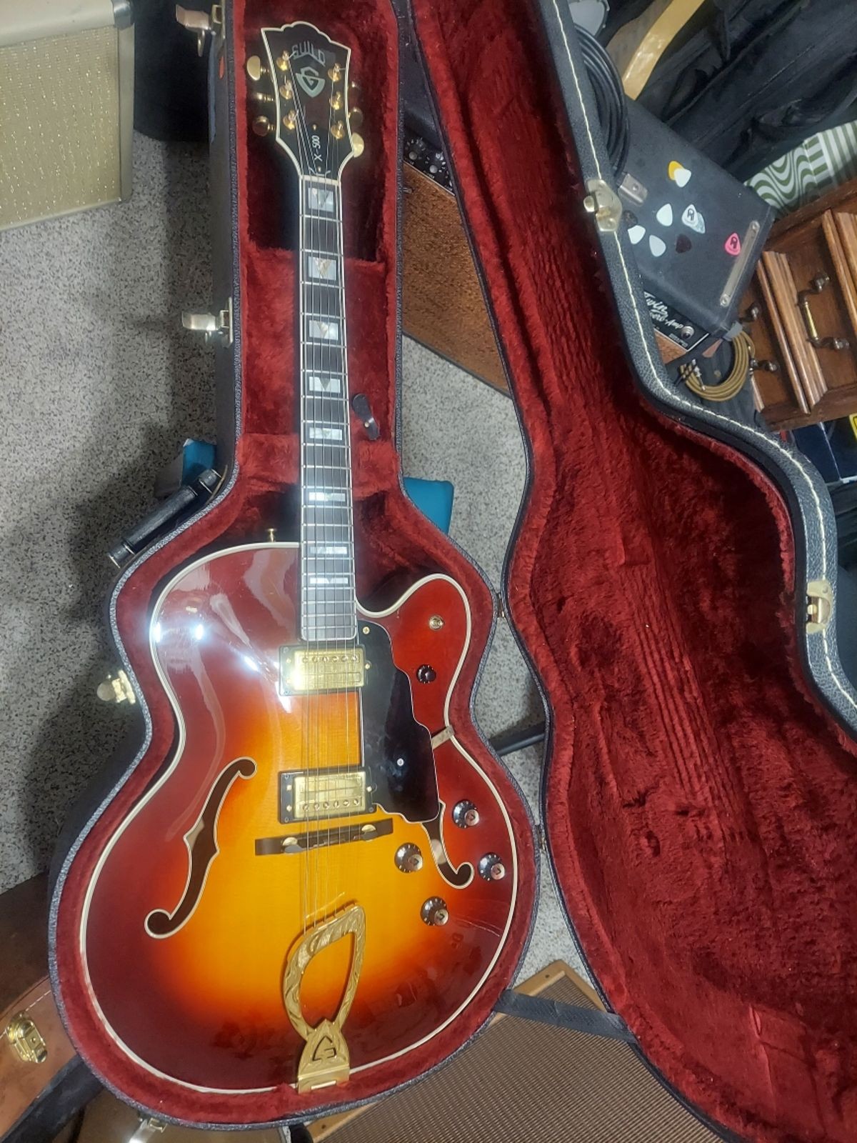 Guild X-500 Stuart 1992 Antique Burst Hollowbody Archtop Electric Jazz Guitar