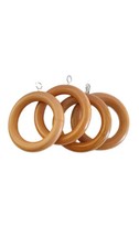 Wooden Curtain Rings 35mm with Screw Eye Drapery Curtain Rings Rod Pack of 8